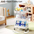 Recximi 3 Tier Heavy Duty White Metal Rolling Cart with Lockable Wheels, Three Tier Roller Book Snack Cart, Utility