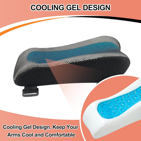 Upgraded Office Chair Arm Pads with Cooling Gel, Ergonomic Memory Foam Armrest Pads for Desk Chair Armrest Cushions
