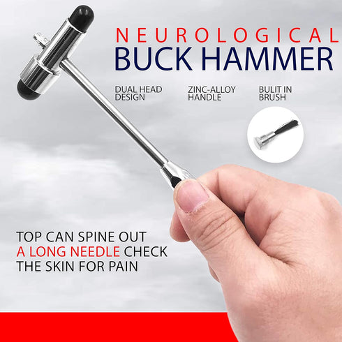 7 pcs Neurological Percussion Set, Diagnostic Kit with Taylor Buck Hammer Pinwheel for Nurses and Students