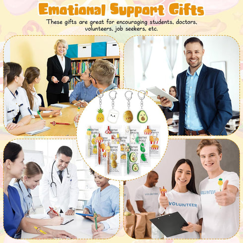 Landical 48 Sets Employee Appreciation Gifts Bulk, Positive Pen Inspirational Keychain with Motivational Card, Thank