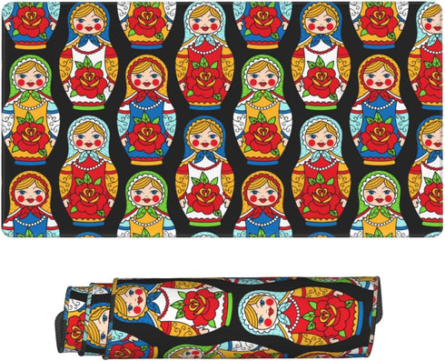 Hwxzupm 16x29.5 Inch Russian Nesting Dolls Matryoshka Gaming Mouse Pad Large - Non-Slip Desk Mat with Stitched Edges