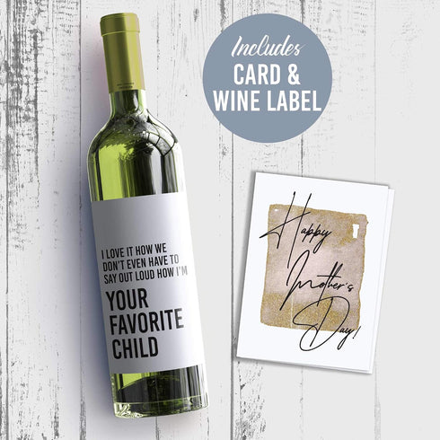 Funny Mother's Day Custom Wine Label & Card - Mom Inspired Bottle Decal & Greeting Card from Her Favorite Child