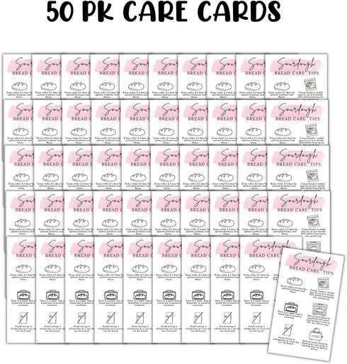 Lashicorn 50pk 2x3.5 Packaging Sourdough Bread Care Instruction Cards | Storage Bakery Starter Client Cinnamon Roll