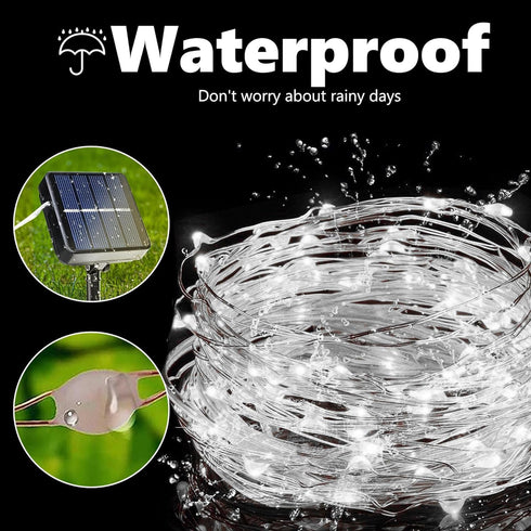 4-Pack 104FT 320LED 8 Joomer Solar Fairy Lights, Total Solar String Lights Outdoor Waterproof Lighting Modes for Patio