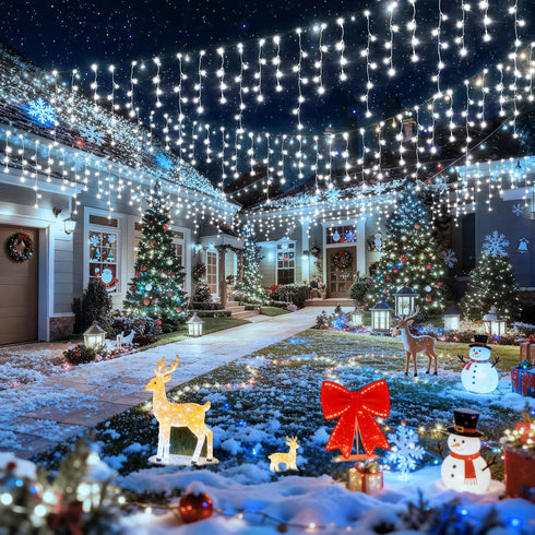 400LED 33FT 8 75 Hezbjiti Christmas Lights Outdoor , LED Icicle Lights Modes Drops Fairy String Lights for Christmas