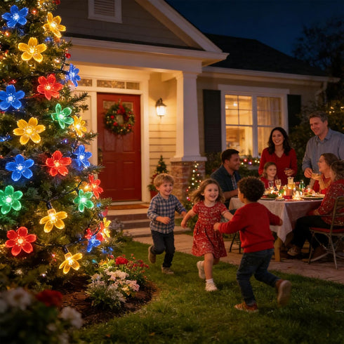 50 Flower Solar String Lights, LED Outdoor Patio Lights Waterproof, Fairy Lights for Outside Patio Garden Fence Yard