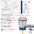 Push Button Switch 22mm Latching 110V/120V 1NO 1NC SPDT Waterproof Industrial Switches with Wire (Blue)
