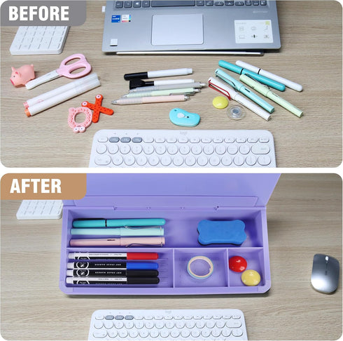 SELEAD Desktop Glass Whiteboard with Storage, Small Dry Erase White Board Computer Pad Keyboard Stand for Home, School