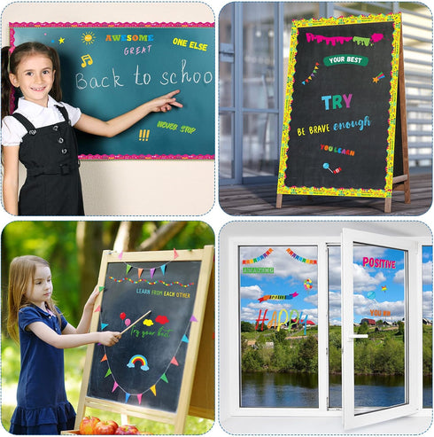 Yeaqee 131 ft Inspirational Quote Bulletin Board Borders, Self Adhesive Motivational Stickers for Office School