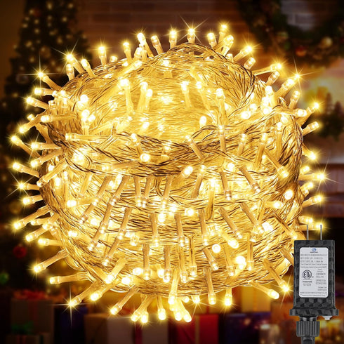 200FT 600LED Christmas Lights Plug in,Warm White Waterproof Fairy Lights with Timer/8