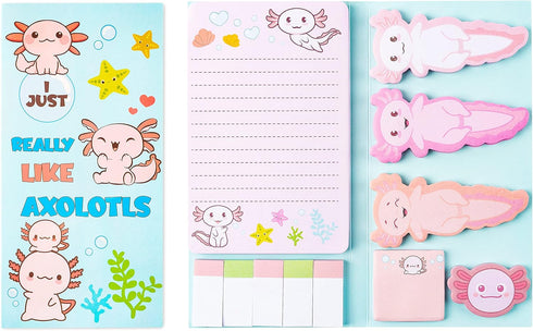 I Just Really Like Axolotl Sticky Notes Set, 550 Sheets, Animal Shaped Self-Stick Memo Pad for Office