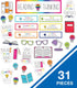 Schoolgirl Style Light Bulb Mini Bulletin Board Set, Reading Strategies, Book Decor for Classroom Decorations (31 pc)