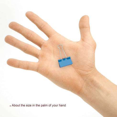 Binder Clips Small Metal Clamp - 0.75 inch / 19 mm (Blue, 20-PCS)