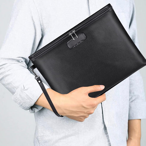 ZOOPIP Fireproof Document Bag with Lock, 14.3"x10.2" Waterproof Money Bag with Zipper Closure for A4 Documents