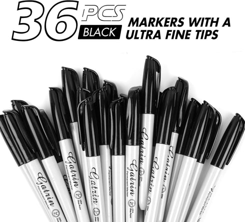 Ultra Fine Point Black Permanent Markers, 36 Pack Ultra Fine Point Black Permanent Marker set, Works on paper, Plastic, Stone, Glass, Metal by generic