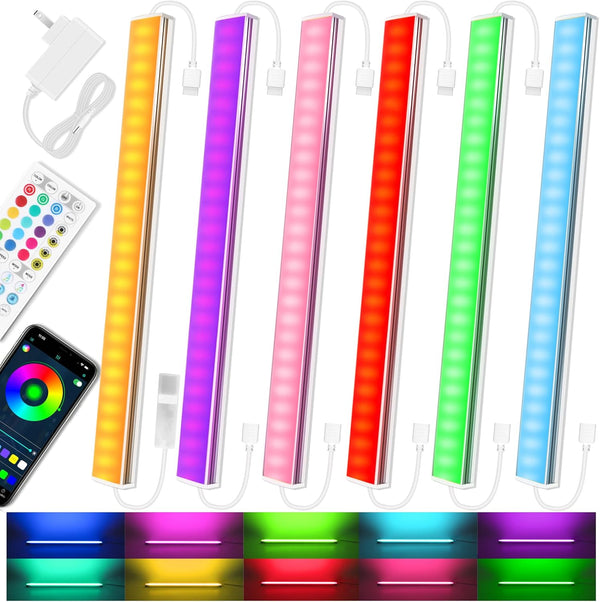 Benreom 6 Pcs RGB Under Cabinet Lights Kit, Smart App and Remote