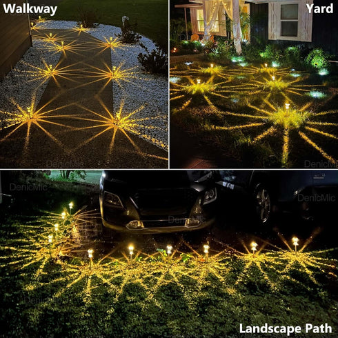 DenicMic 10 Pack 3000K Solar Lights Outdoor Waterproof Warm White LED Stainless Steel Stake Outside Lights for Yard