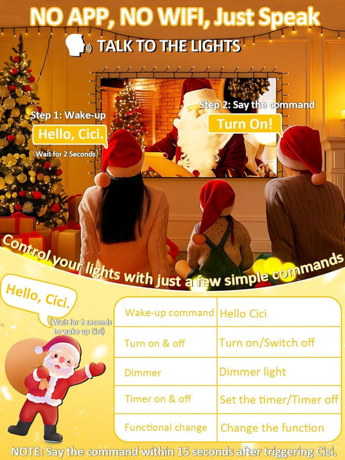 274ft 800 7 Commands, 12 Voice Controlled Smart Christmas Lights Outdoor, LED Twinkle String Lights with Voice Modes