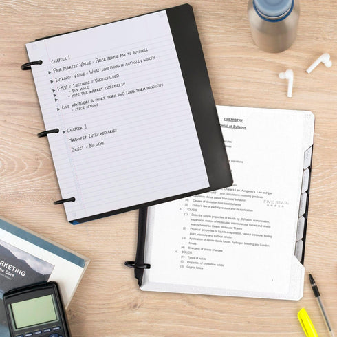Five Star Flex Hybrid NoteBinder + Study App, 1 Inch Binder with Tabs, Customizable Cover, White