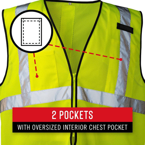 Coast SV300 Rechargeable High Visibility Safety Vest, Dual Mode, Zip Front, 2 Pockets, ANSI/ISEA Standards, Yellow XL