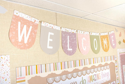 Terrazzo Tones Welcome Bunting Bulletin Board, Teacher Created Resources (TCR7200)