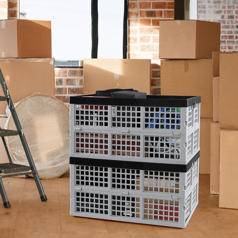Tstorage 40 2-Pack L Plastic Folding Storage Crate, Collapsible Storage Crates