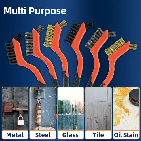 SALI 5pcs Wire Brushes for Cleaning, Rust Removal with Curved Handle Grip