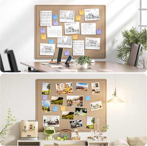 MaxGear Extra Large Bulletin Board, 48" x 36", Foldable Felt Board for Office, Home, School, Beige Brown