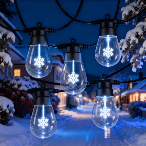 50FT 16Pcs S14 Bulb(1 Spare),4 Bulb LED Outdoor String Lights, Patio Lights with Shatterproof Lighting Mode