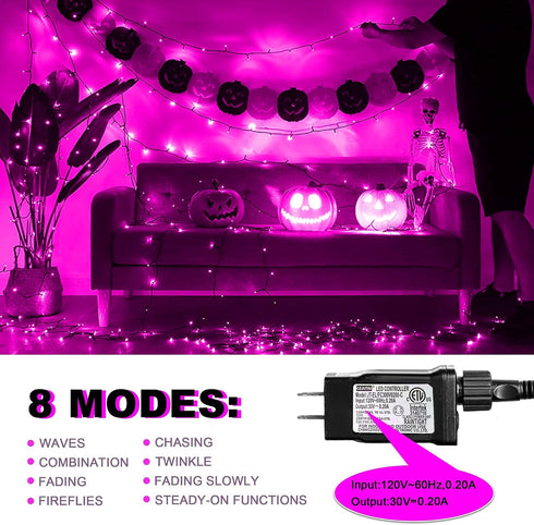500 Lights,164 8 kemooie LED Pink Valentines Day FT String Lights Outdoor Plug in Waterproof with Twinkle Modes