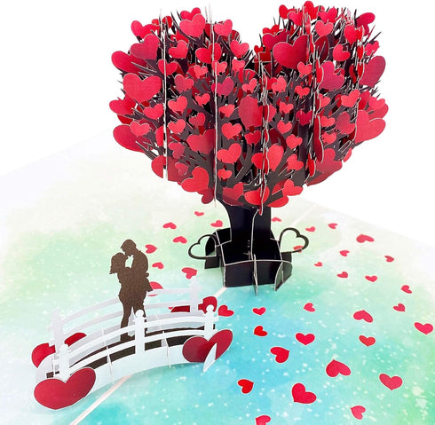 Liif Love Tree Couple 3D Greeting Pop Up Card, Happy Anniversary, Wedding, Birthday, for Wife, Husband, Large Size