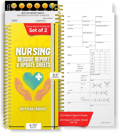 Nurse Essentials Report Book, Patient Templates Set of 2, Nursing Clinicals, Nurse Appreciation Gift for Nursing