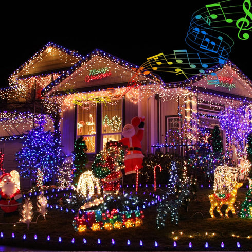 82FT 200 Toodour LED Christmas Lights Outdoor, Indoor String Lights with Music, Motion Sensor Multicolor Tree Light