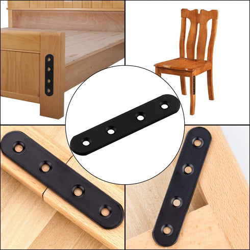 30 100MM 20MM 3MM PCS Black Straight Braces, Cast Iron X X Heavy Duty Corner Braces for Wood, Mending Plate Connector