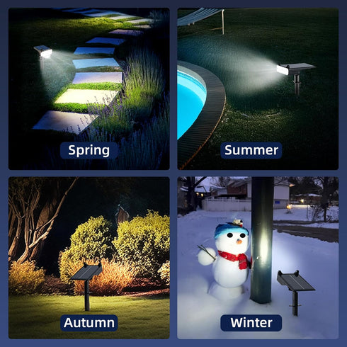4 HOFLYW Solar Spotlights Outdoor Waterproof Landscape Path Lights Solar Dusk to Dawn Outdoor Lighting Brightness Modes