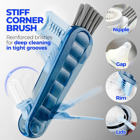 6 Pack Set, 14" 3 4-in-1 Holikme Brush Long Handle Stainless Steel Cleaner, Straw Brushes, Cleaning Brush for Water