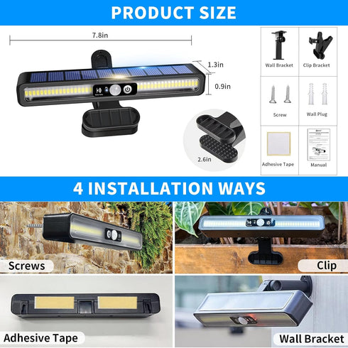 2 Pack 36 6000K, Clip On Solar Motion Lights Outdoor Waterproof, Motion Sensor Outdoor Lights with LEDs, Portable Solar
