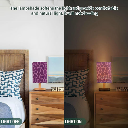 Dussdil (4) Purple Giraffe Skin Table Lamp Bedroom Bedside Night Reading Desk Lamps Cylinder Nightstand Sleeping Light