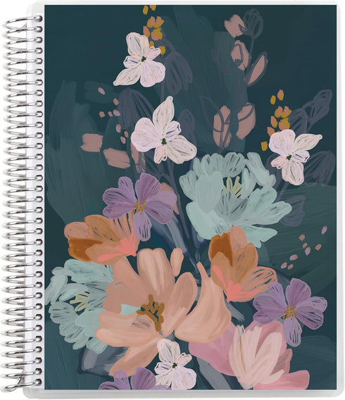 Erin Condren 7"x9" Lined Platinum Spiral Notebook. Bold Blooms Cover Design. 160 Lined Pages for Notes, Journaling, Writing. 80 Lb. Text Weight Paper, Stickers Included by Erin Condren