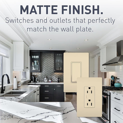 Legrand radiant 2097ICCD12 20 Amp GFCI Self Test Decorator Duplex Outlet, Ivory, 1 Count