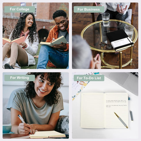 CAGIE A5 Lined Journal Notebook, 320 Pages, 100 GSM Thick Paper, Green Leather Hardcover for Writing and Note Taking