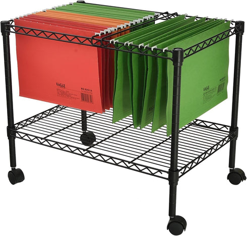 Finnhomy Premium 1-Tier Metal Rolling File Cart for Letter and Legal Size Folders, Black
