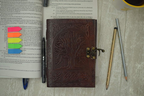 5 7 inches 12 17 cm A6 OVERDOSE Tree Leather Journal With Brass C-Lock - Handmade Journal For Students, Office Bound