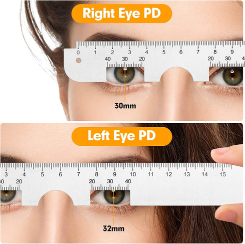Metal PD Ruler, Pupillary Distance Measurement Tool with Instructions for Myopia Glasses and Eye Care Tips