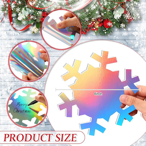PerKoop 100 Pcs 6 Inch Large Snowflakes Cutouts Paper Winter Holographic Snowflakes Bulletin Board Cutouts Double-sided Winter Snowflakes for DIY Craft Classroom School Decor Supplies by PerKoop