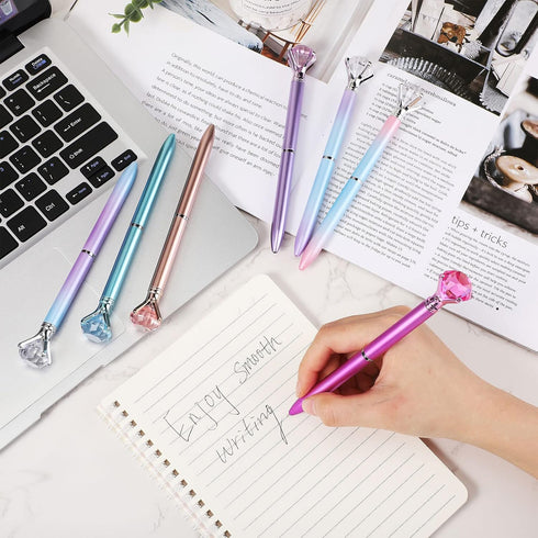 Sherr 100 Pack Big Crystal Diamond Pens: Cute Ballpoint Pens, Retractable Ballpoint with Rhinestones, Crystal Bling Gem