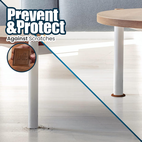 Table-12 Pack-Walnut Stable The Round, Furniture Leveler & Riser, Anti-Slip Sofa Gripper for Hardwood Floors, Floor