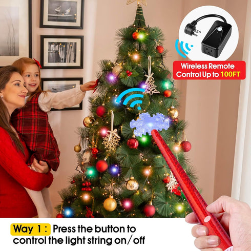 Irveneus Magic Light Wand, Wireless Remote Control Outlet for Christmas String Lights and Decorations Lights, Remote