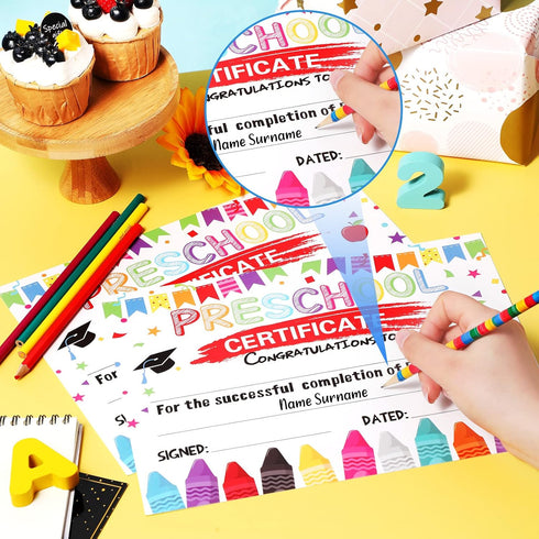 Yisong 35 8.5 11 Inch Pcs Preschool Diploma, Colorful Preschool Graduation Award Certificate Classroom Activities