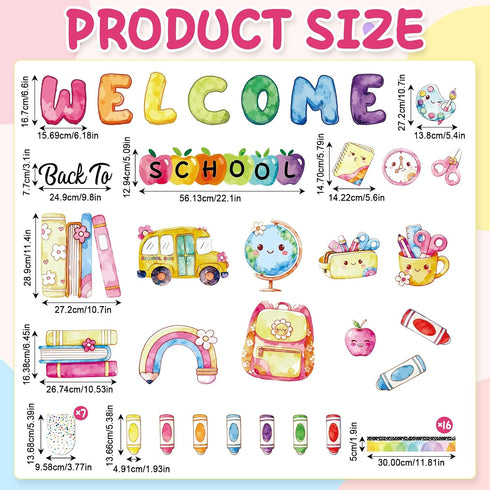 Afniimyapt Set Welcome Back to School Bulletin Board Decorations Crayon Bulletin Board Cutouts First Day of School